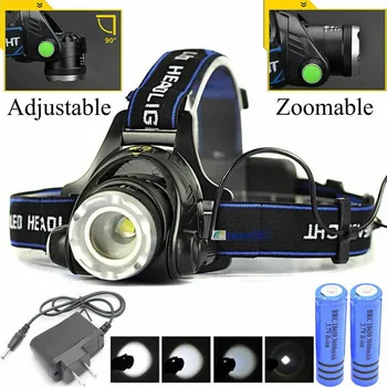 

Super Bright LED Headlamp Rechargeable Head light T6 LED Tactical Headlamp Zoomable+Charger+18650 Battery For Camping