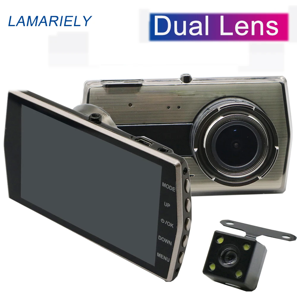 

4 inch Car DVR Dash Camera Dual Lens DVR Full HD 1296P 170 Degree Dashcam Rear View Camera Video Recorder Night Vision G-Sensor
