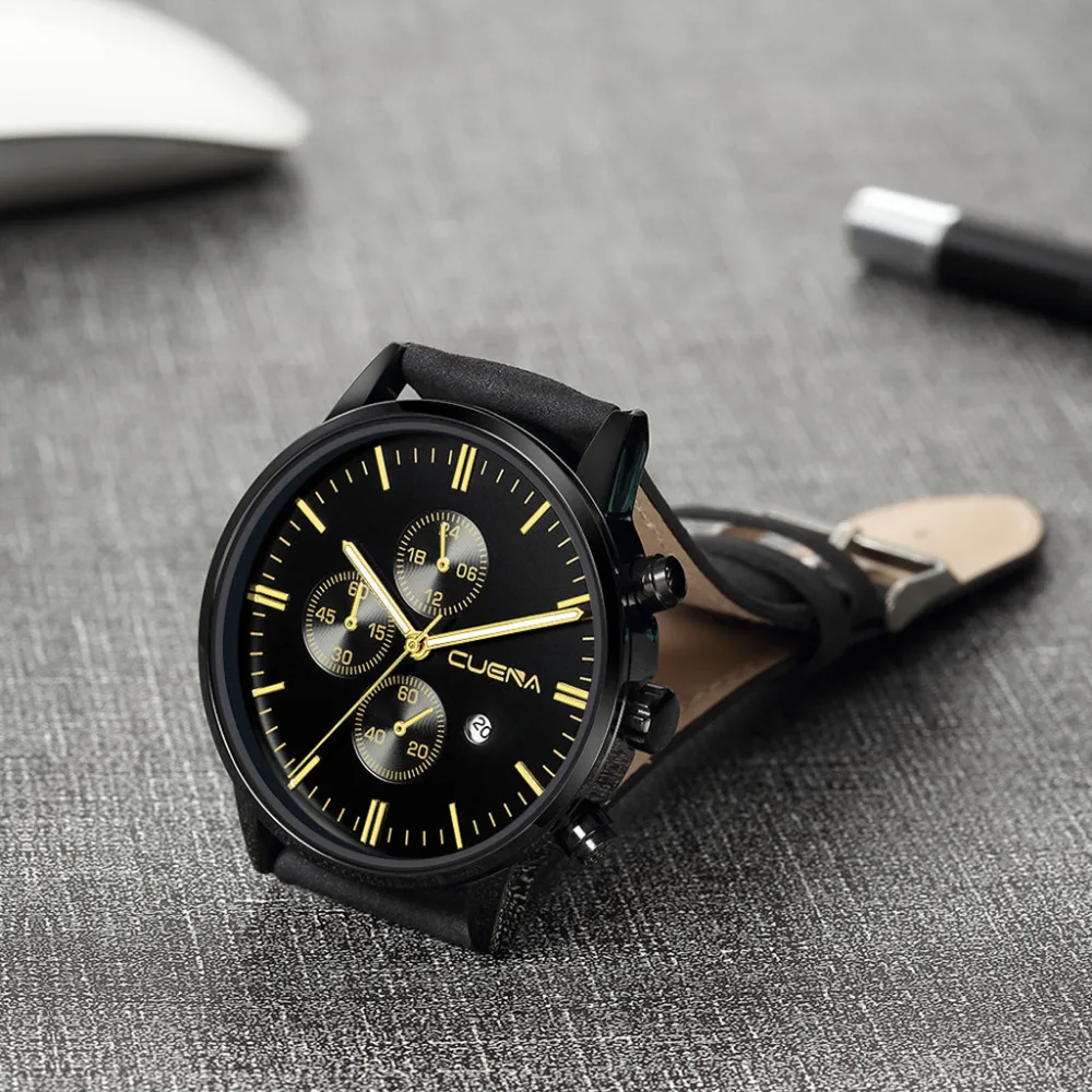 

Fashion 2019 luxury large dial double display watch brand popular man quartz watch alloy dial leather belt clock gift clock