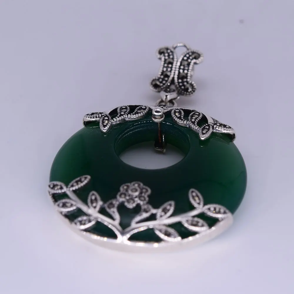 

RADHORSE Circular Pendant 925 Sterling Silver Plum blossom Chalcedony Fine Jewelry S925 Silver Pendants