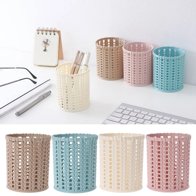 

Plastic Rattan Desktop Storage Basket Home Office Organizer Cosmetic Table Box
