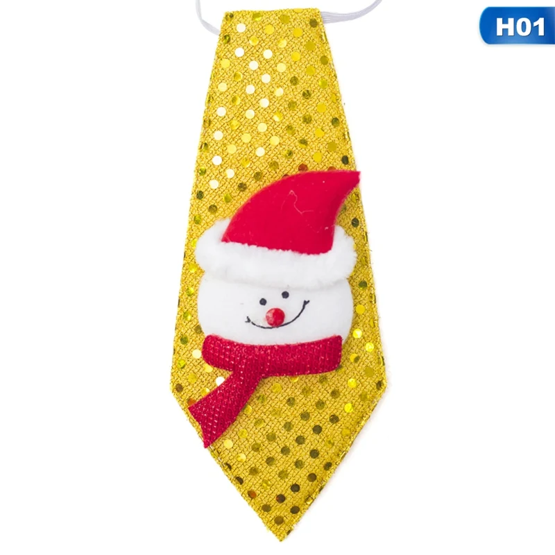 Рождественский галстук для мальчиков; Новинка; Галстуки для детей; Детский галстук Санта-Клауса, снеговика, лося; праздничный подарок; вечерние украшения для танцев - Цвет: 1