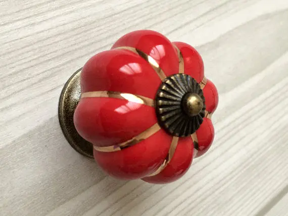 Red Cabinet Knobs Pumpkin Knobs Kitchen Dresser Knob Drawer Pulls