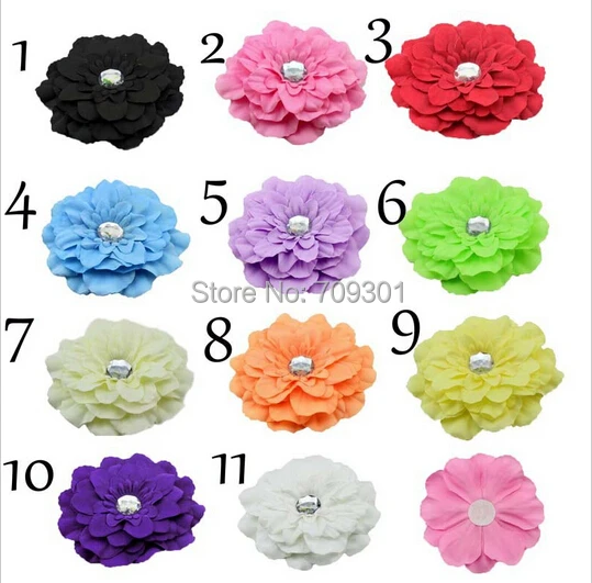 

4.5inch Big Fabric Flower peony flower 11 colors hair accessory flat back 100pcs/lot