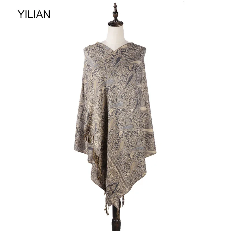Бренд Yilian, 0,23 кг, классический шарф в богемном стиле с узором пейсли, для женщин, на осень и зиму, разноцветный, модный, шаль, головной шарф для женщин