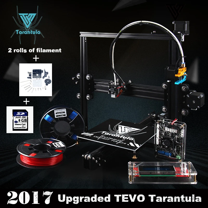 2017 Classic TEVO Tarantula I3 Aluminium Extrusion 3D Printer kit 3d printing 2 Roll Filament 8GB