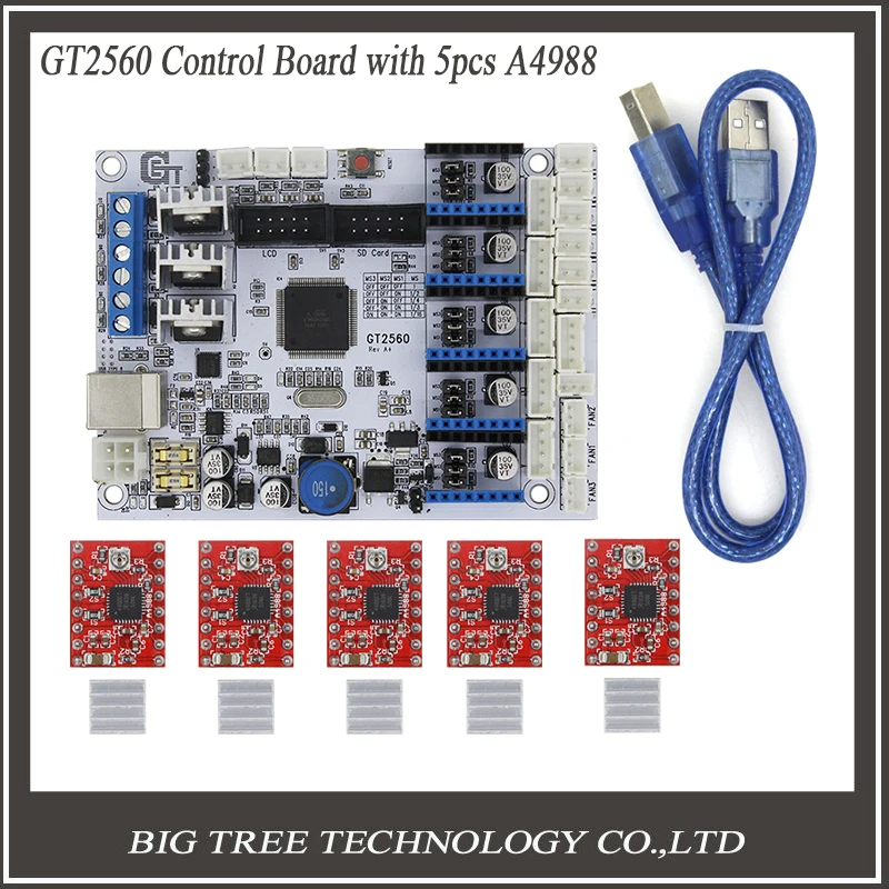 3d принтер плата управления GT2560 Поддержка двойной экструдер мощность, чем ATmega2560 Ultimaker+ 5 шт. A4988+ 5 шт. радиаторы