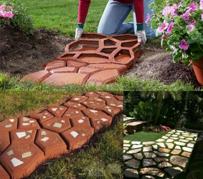 Садовый декор jardin пластиковые инструменты формы для бетонных DIY Камень пластиковые формы ходом укладки, pathmate лопатой размер 43*43*4