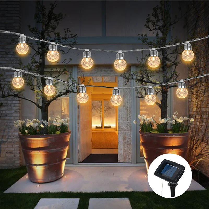 

HoozGee Solar Powered Lighting String Outdoor Garden 20 LED Light Bulb Dream Festival Fairy Lamp Lights for Christmas Party