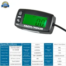 Inductive Tacho Hour Meter Digital Resettable Tachometer For Motorcycle Marine Boat ATV Snowmobile Generator Mower HM032A