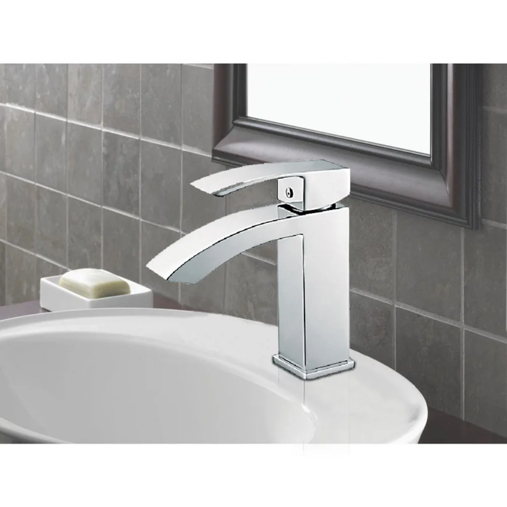 وحيد مقبض الشلال بالوعة الحمام الغرور صنبور مع اضافية كبيرة مستطيلة