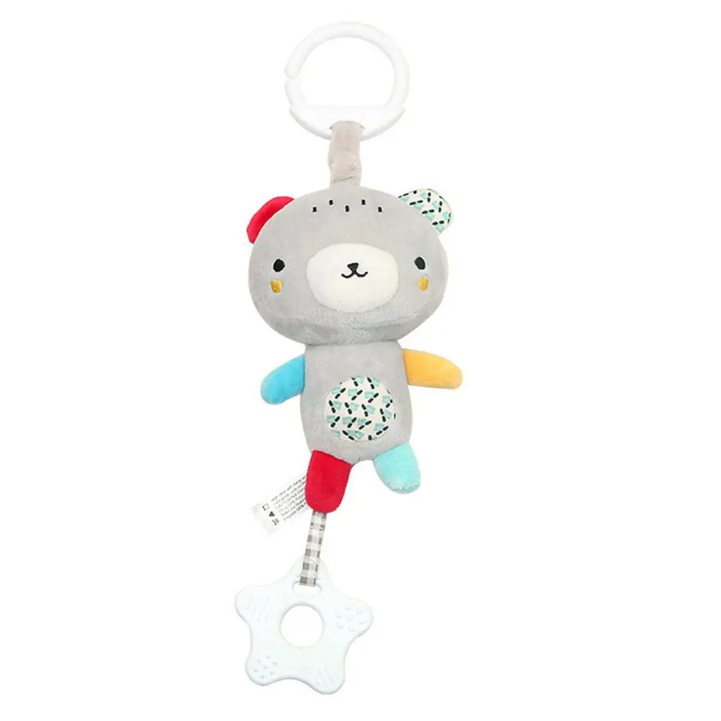 Gray Bear Детская многофункциональная подвеска-прорезыватель с медведем и кроликом, плюшевые звуковые музыкальные игрушки, детская игрушка-висячая погремушка - Цвет: Gray Bear
