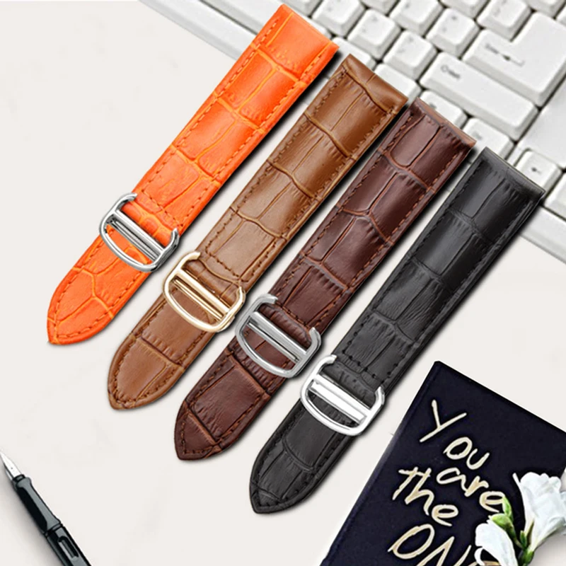 Best PEIYI watchband Genuine Leather Watch Strap 18 20 22mm Bracelet For Men Woman Replace Watchbands For Cartier Tank Solo