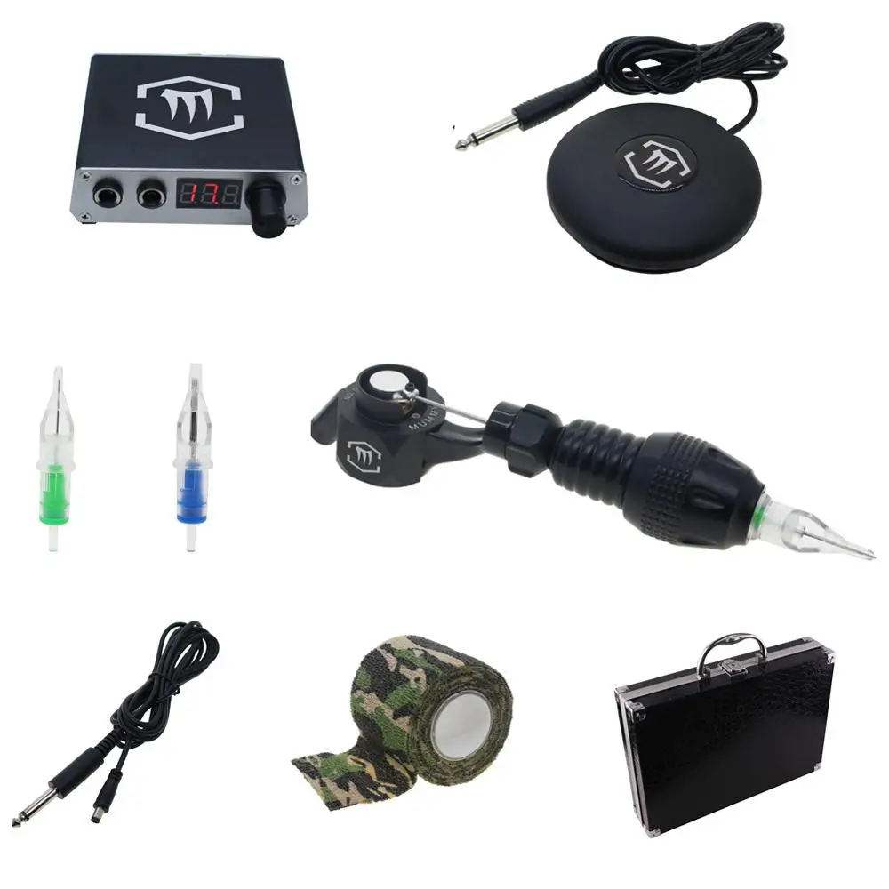 

Rotary Tattoo Machine Gun Kit with Digtal Tattoo Power Supply Needles Grip for Tattoo Supply KT015