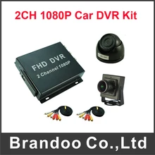 Full HD 2 Channel SD Cards Truck Bus DVR 1080P Mobile DVR Kit Including 1pcs Dome Camera and 1pcs 160 Degree Wide View Camera