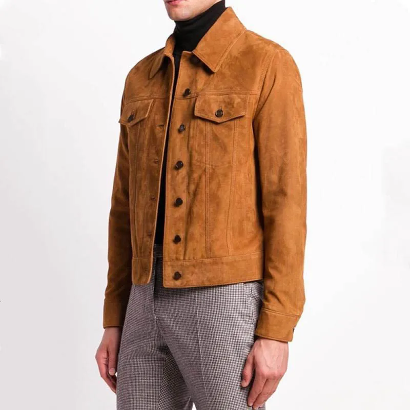 

2019 New Spring Autumn Brown Black Plus Big Size 3xl Fashion Men Genuine Suede Leather Cowhide Jacket Coat Male A085
