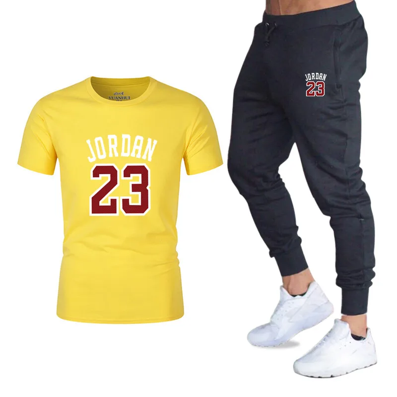 

Summer Hot Sale Men's Sets T Shirts+pants Two Pieces Sets Casual Tracksuit Male 2019 Casual Tshirt Print Jordan 23 trousers men