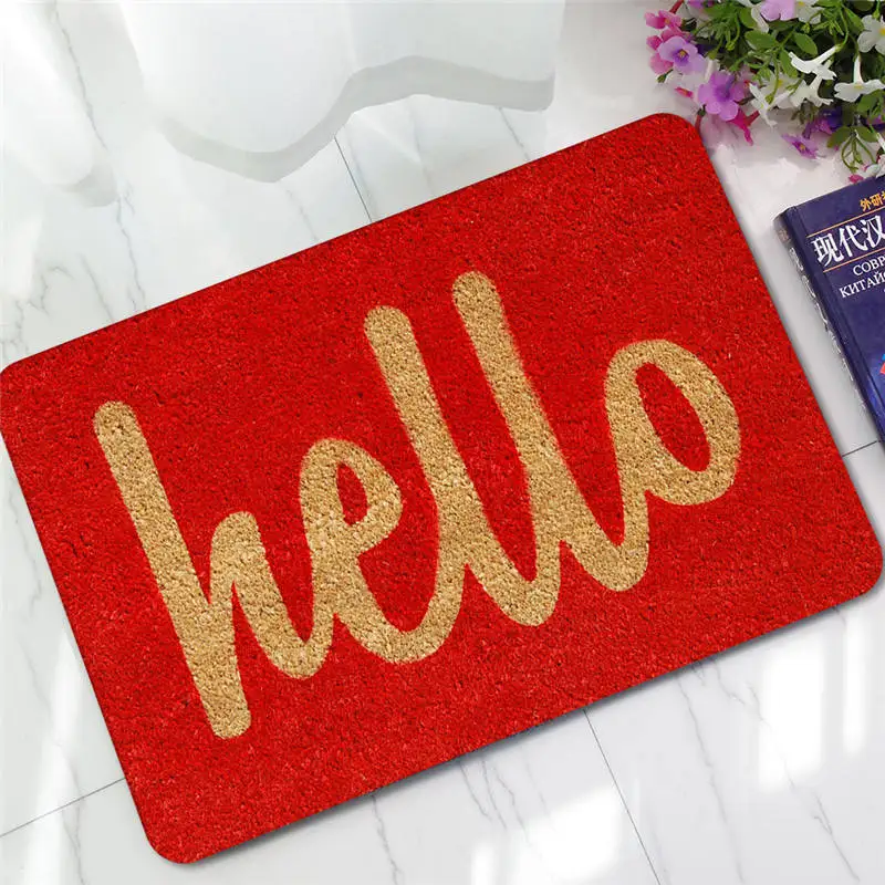 40x60cm 3D Printing Hello Door Pad Mats Non slip Imitation Ring Velvet