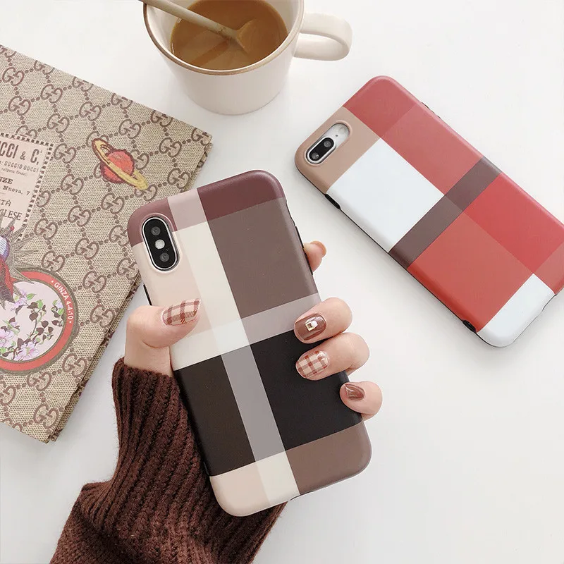 Luxury Grid Patterned Lattice Korean Phone Case For iPhone 7 7 Puls 6