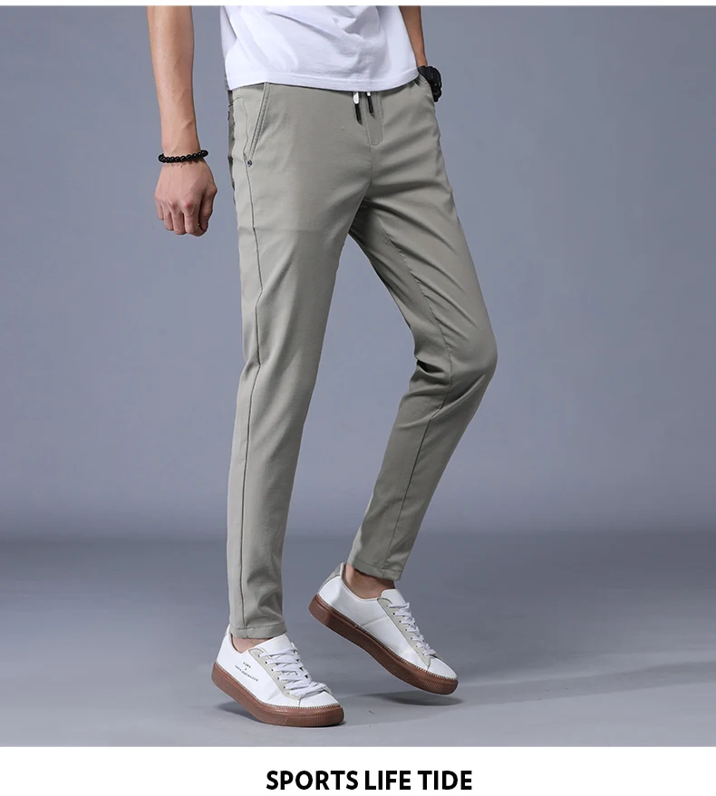 Мужские брюки-карандаш, Новинка лета, корейская мода, мужские одноцветные штаны длиной до щиколотки, Мужские штаны-шаровары с эластичной резинкой на талии, Мужские штаны для бега 38
