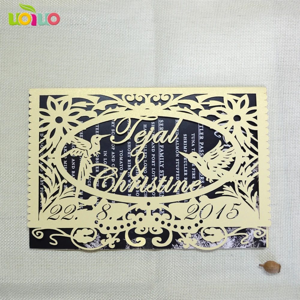Wedding invitation card dealer laser cutting sweet bird invitation card