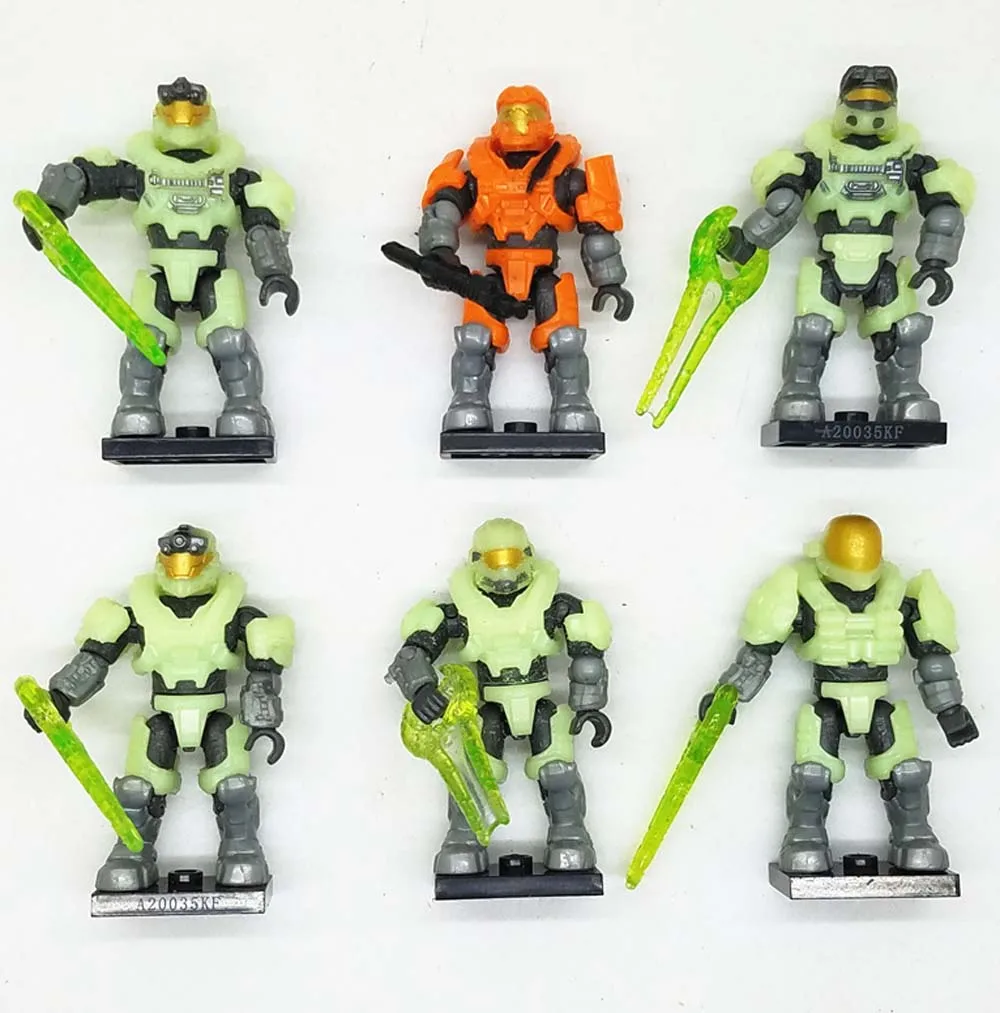 6 шт. мега блоки Halo 97514 последние мужчины стоя зомби упаковка новинка без коробки