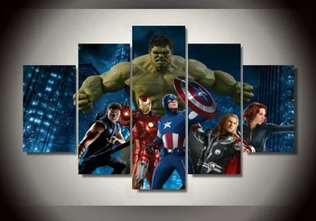 

5 PCS The Avengers superheros Painting Halloween Clown Painting Wall Decoration Canvas Printed HD Picture Painting