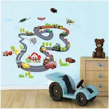 Cartoon Cars Highway Track Wall Stickers For Kids Rooms Muursticker Kids Children’s Room Bedroom Decor Wall Art Decals