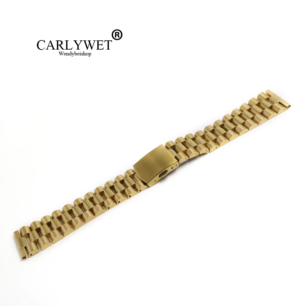 CARLYWET 22mm Straight End Screw Solid Links Deployment Stainless Steel