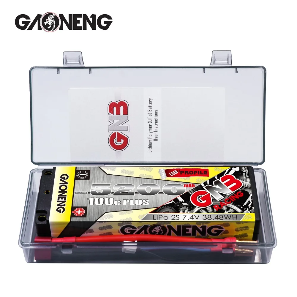 Gaoneng GNB 5200mAh 2S 7,4 V 100C PLUS Низкопрофильная Lipo батарея 5,0 мм bullet Plug T/XT60 разъем для 1:10 1/10 RC автомобилей RC лодки