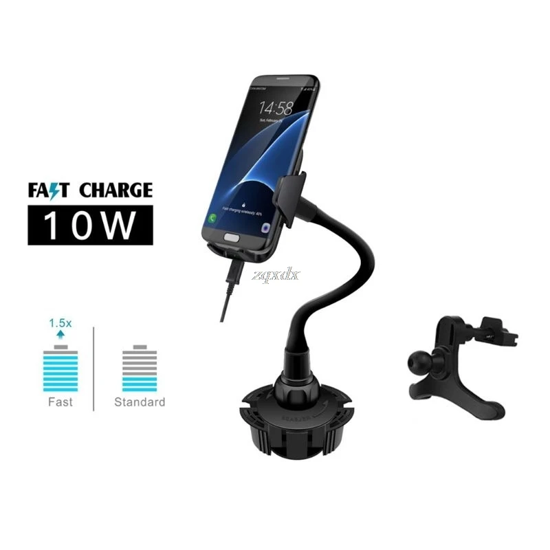  Auto Qi Schnelle Drahtlose Ladegerät Schwanenhals Tasse Halter Air Vent Halterung für iPhone X XR X