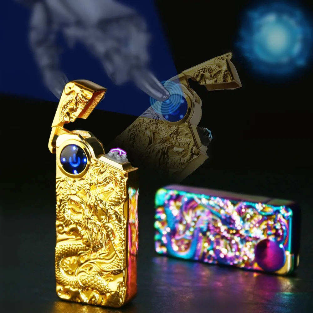 Зажигалка с двойной дугой металлическая зажигалка и USB зарядкой защитой от ветра