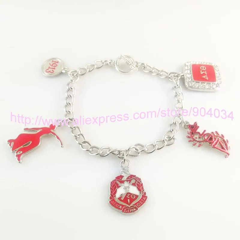 

Delta Sigma Theta Sorority DST toggle clasps charms bracelet 1pc free shipping