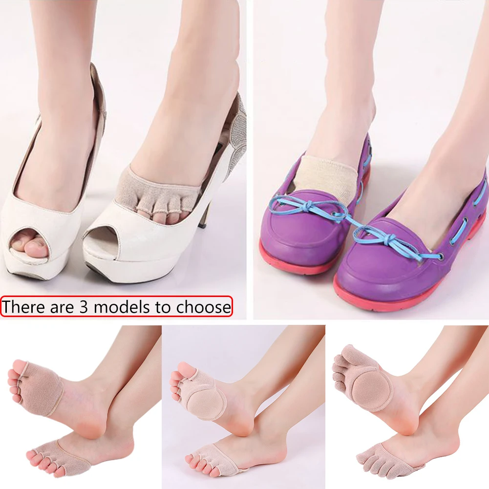 

Women's Insoles Sponge Silicone Anti-slip Liner Sock Invisible Pads High Heels Soft Five-finger Forefoot Cushion Cotton Foot Pad