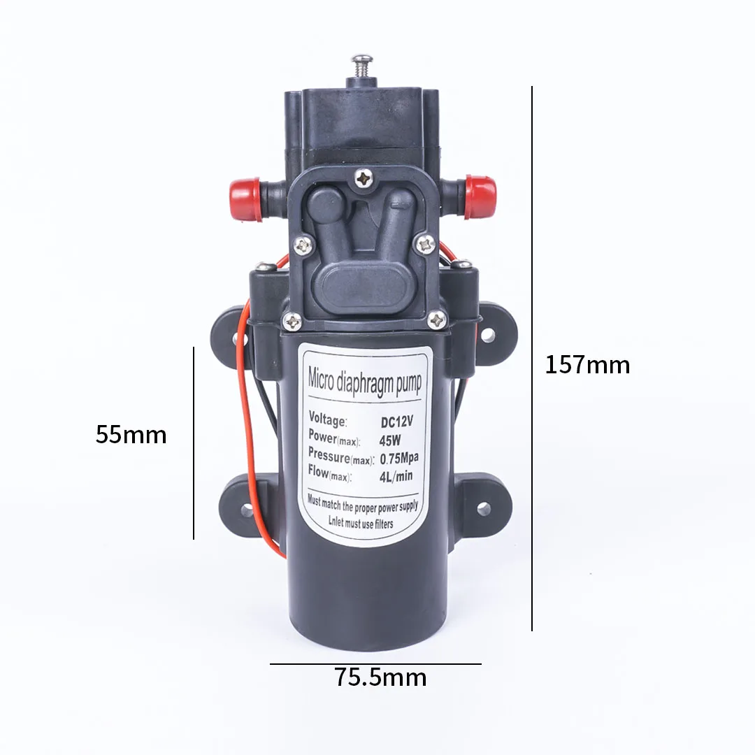 DC 12 В 45 Вт 130PSI 4L/мин Электрический мембранный насос Самовсасывающий бустер домашний сад контроль возврата автомойка