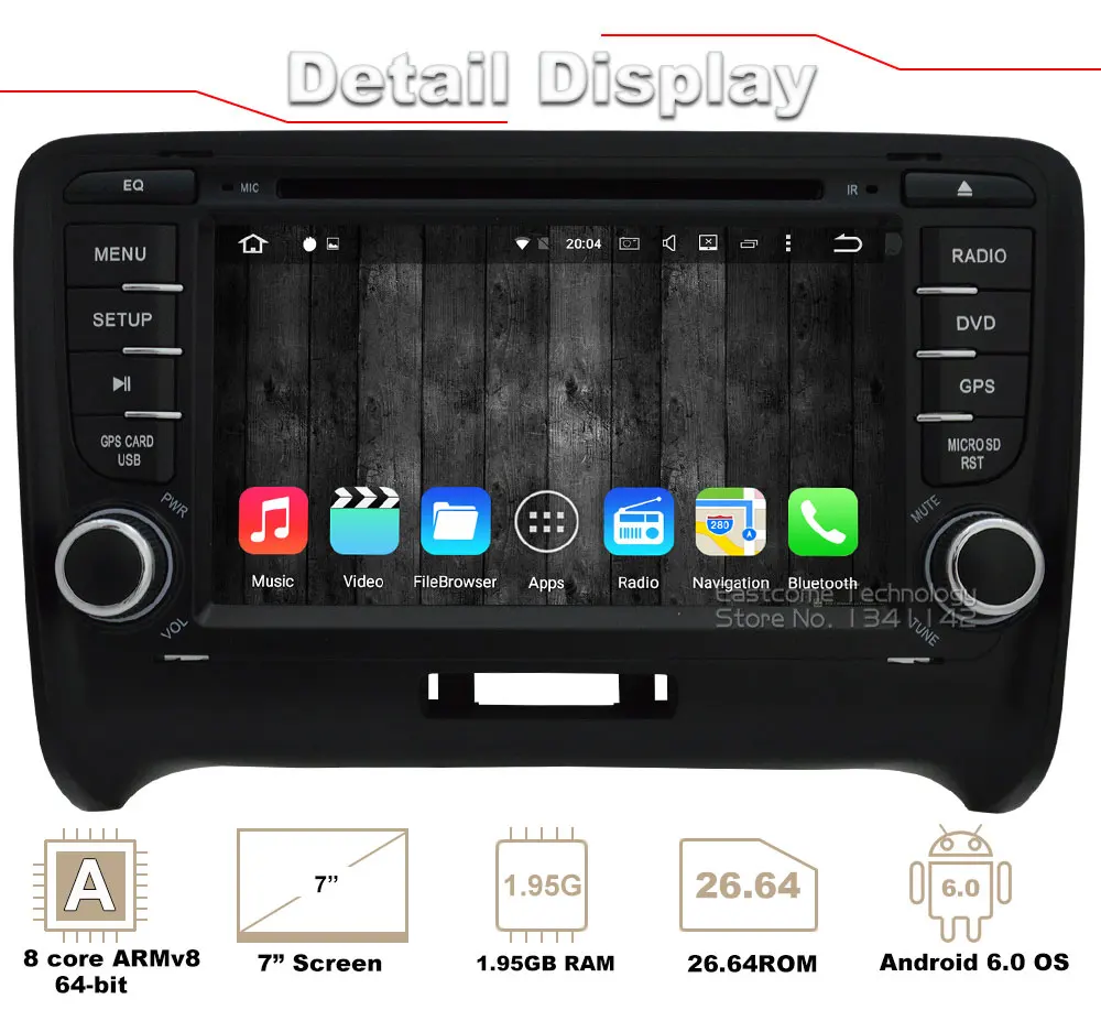 Sale Octa Core 8 Core Android 6.0 Car DVD Player For AUDI TT 2006 2007 2008 2009 2010 2011 2012 2013 With GPS Navigation Bluetooth 0