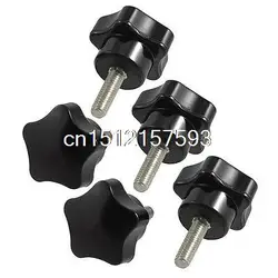 

18mm x 6mm Thread Plastic Head Five Pointed Star Knob Handle 5 Pcs