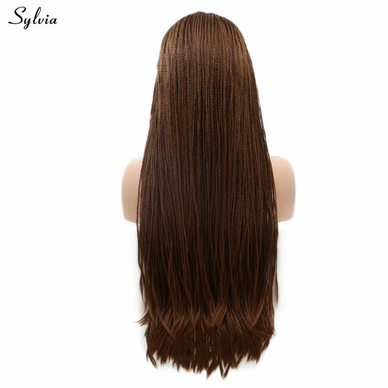 Sylvia высокая температура волокно плетеный ящик косички парик Красный/Блонд цвет синтетический кружевной передний парик для женщин Косплей натуральный волос