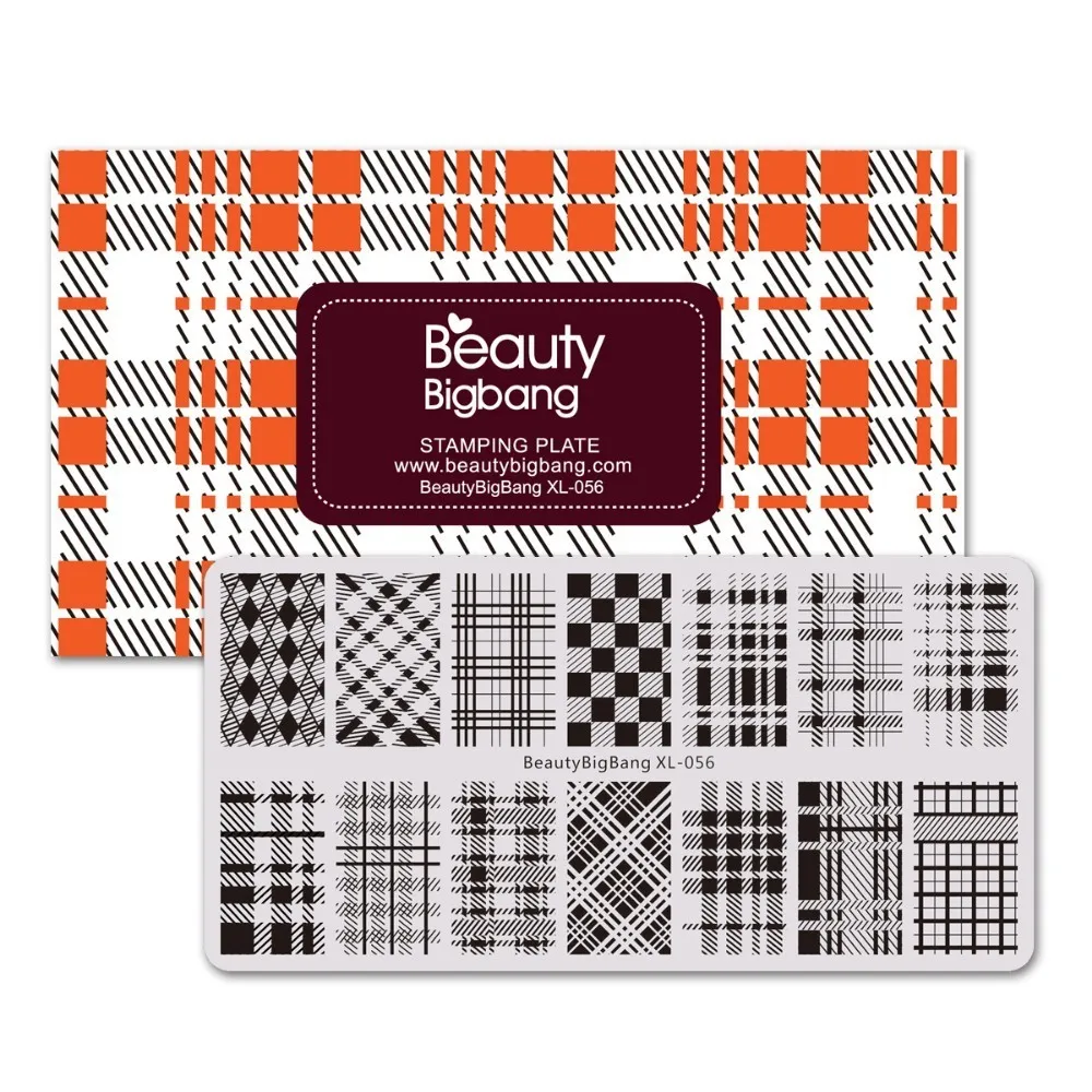 

BeautyBigBang Nail Stamping Plates Geometry Striped Mesh Block Pattern Nail Mold Template Nail Art Stencil Stamping Plate XL-056
