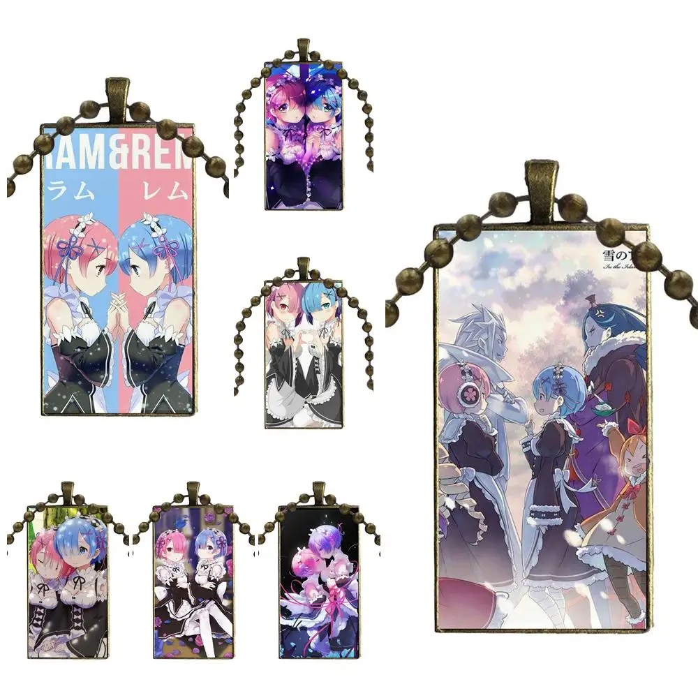Сексуальная аниме девушка Ram Rem Re Zero ожерелье с бронзовым покрытием стекло колье