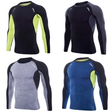 Мужская футболка для фитнеса с длинным рукавом, футболка для бега с отражателем, толстовка с вышивкой, быстросохнущие футболки, спортивная одежда, эластичные топы для спортзала