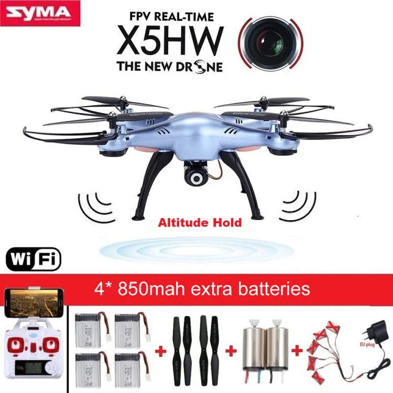 SYMA X5HW Quadrocopter font b Drone b font with Camera Wifi FPV HD Real time 2