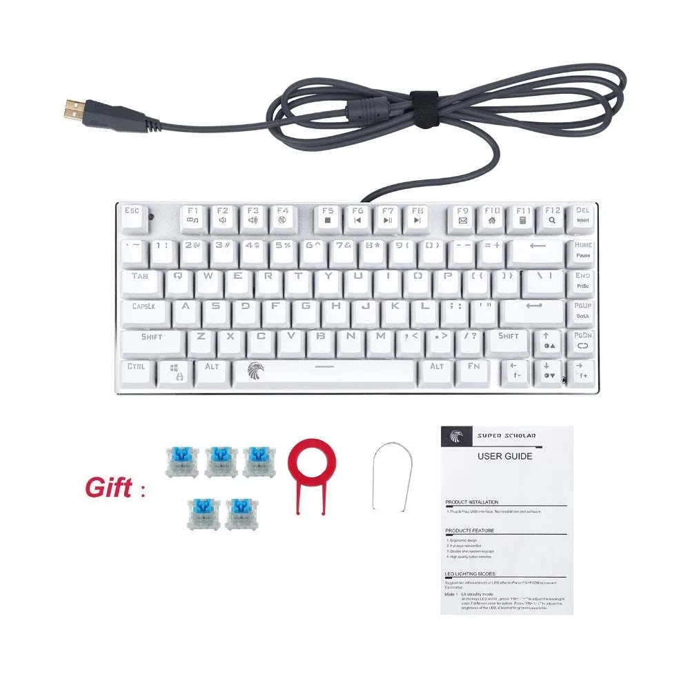 Z 88 маленькая игровая клавиатура Mecanical Clicky переключатель синий Outemu с RGB подсветкой