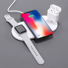 3 в 1 Qi Беспроводная зарядная пластина для iPhone XR XS Max 8 Plus Apple Watch Airpods Быстрый зарядный коврик для samsung Note9 S9+ S10Plus