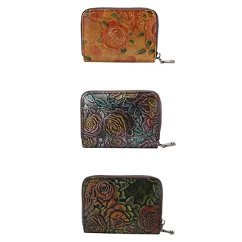 

Sell at a loss! Women Vintage Rose Business Credit ID Card Holder Pocket Wallet Zip Coin Gift Leather Zipper Card Bag