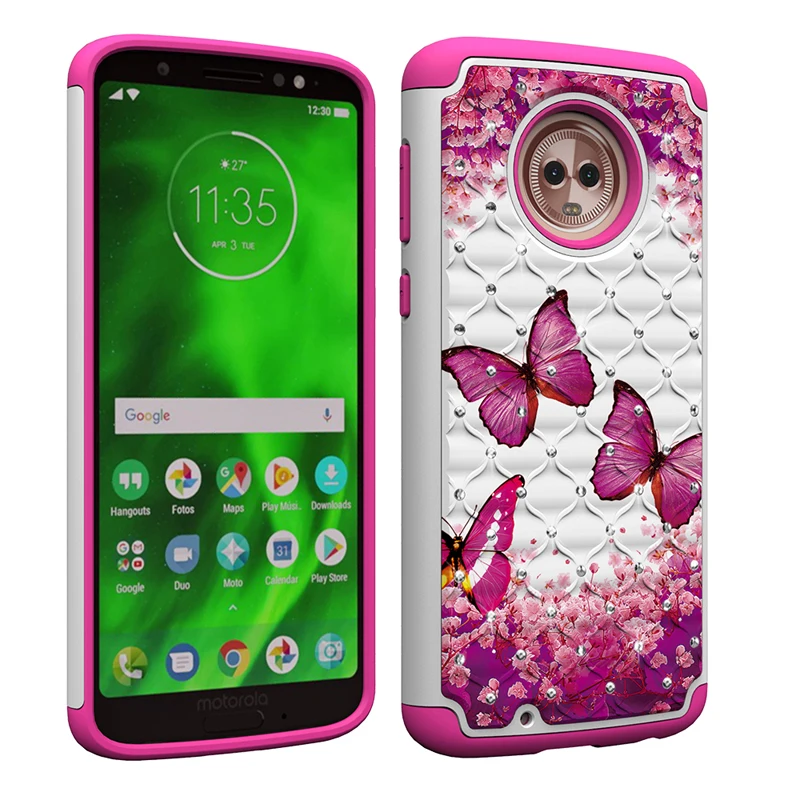 Блестящий чехол для Motorola Moto G6 G 6 MotoG6 XT1925 со стразами телефона Gen Прочный Гибридный