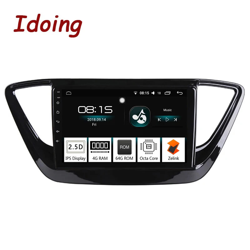 Clearance Idoing 9"1Din Car Android 8.0 Radio Vedio Multimedia Player 4G+64G Octa Core For Hyundai Verna 2016 GPS Navigation and Glonass 1