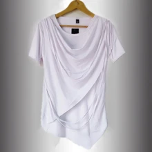 2016 New Summer Irregular T-shirt Juvenile Non Mainstream False Two-pieces Pile Collar Hip Hop T Shirt Slim Men Casual Tshirt