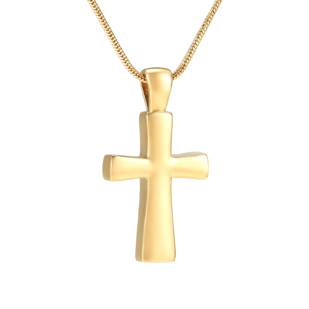 IJD9876 Cremation Gold Cross Necklace for Ashes Jewelry 361L Stainless