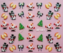 3D Christmas gift design Water Transfer Nails Art Sticker decals lady women manicure tools Nail Wraps Decals XF381